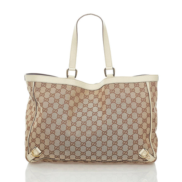 グッチ GGキャンバス アビー ハンドバッグ トートバッグ 141472 ベージュ キャンバス レザー レディース GUCCI 【中古】