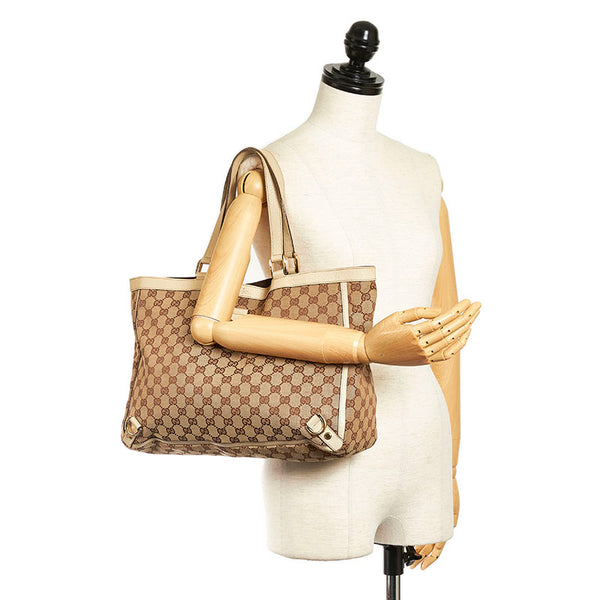 グッチ GGキャンバス アビー ハンドバッグ トートバッグ 141472 ベージュ キャンバス レザー レディース GUCCI 【中古】