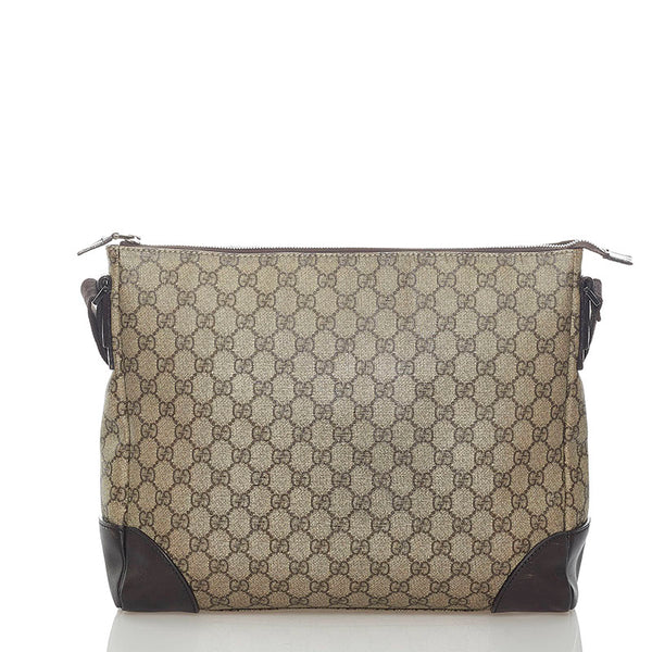グッチ GGスプリーム 斜め掛け ショルダーバッグ 110054 ベージュ ブラウン PVC レザー レディース GUCCI 【中古】
