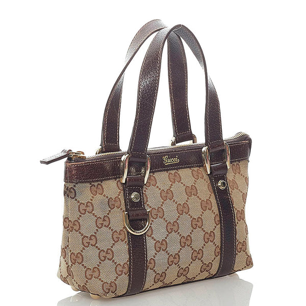 グッチ GGキャンバス アビー ミニ ハンドバッグ 146245 ベージュ ブラウン キャンバス レザー レディース GUCCI 【中古】