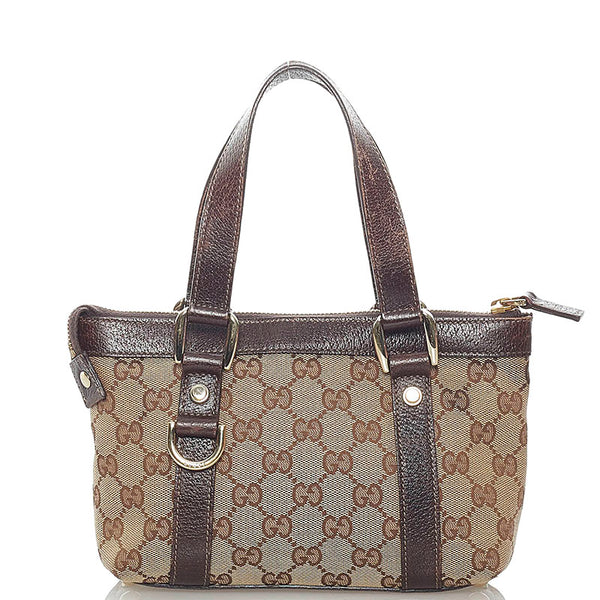 グッチ GGキャンバス アビー ミニ ハンドバッグ 146245 ベージュ ブラウン キャンバス レザー レディース GUCCI 【中古】