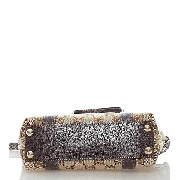 グッチ GGキャンバス アビー ミニ ハンドバッグ 146245 ベージュ ブラウン キャンバス レザー レディース GUCCI 【中古】