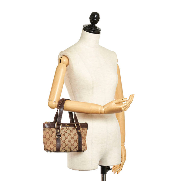 グッチ GGキャンバス アビー ミニ ハンドバッグ 146245 ベージュ ブラウン キャンバス レザー レディース GUCCI 【中古】