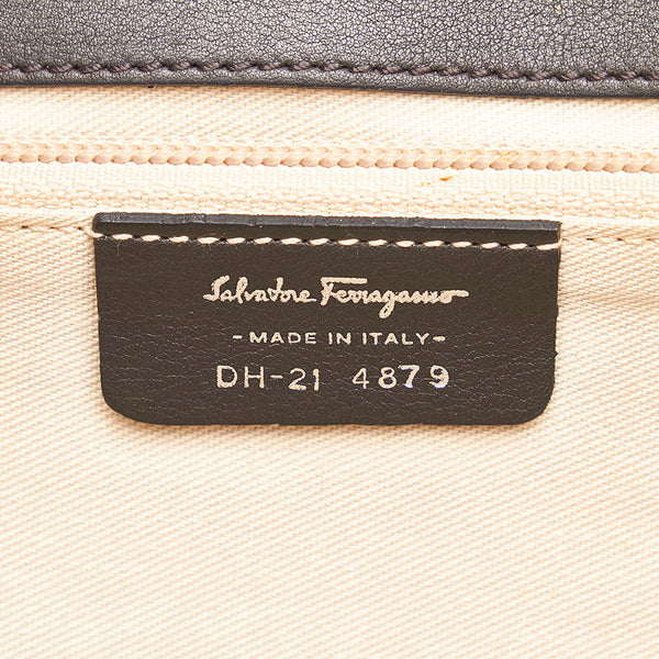 サルヴァトーレフェラガモ ガンチーニ パイソン 蛇 スタッズ ワンショルダーバッグ グレー パイソン レザー レディース Salvatore Ferragamo 【中古】