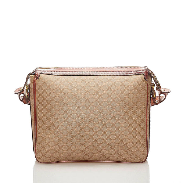セリーヌ マカダム 斜め掛け ショルダーバッグ ベージュ ブラウン PVC レザー レディース CELINE 【中古】