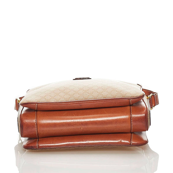 セリーヌ マカダム 斜め掛け ショルダーバッグ ベージュ ブラウン PVC レザー レディース CELINE 【中古】