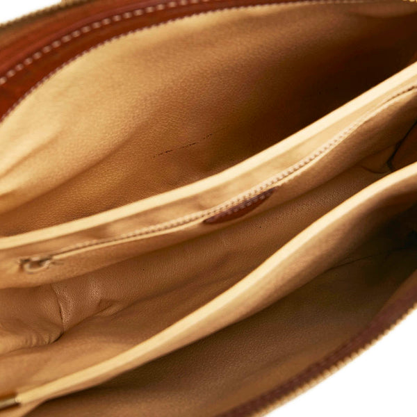 セリーヌ マカダム 斜め掛け ショルダーバッグ ベージュ ブラウン PVC レザー レディース CELINE 【中古】