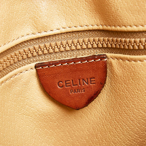 セリーヌ マカダム 斜め掛け ショルダーバッグ ベージュ ブラウン PVC レザー レディース CELINE 【中古】