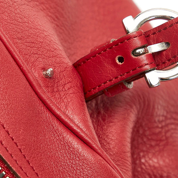 サルヴァトーレフェラガモ ガンチーニ ハンドバッグ AB-21 5815 レッド レザー レディース Salvatore Ferragamo 【中古】