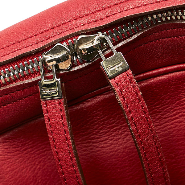 サルヴァトーレフェラガモ ガンチーニ ハンドバッグ AB-21 5815 レッド レザー レディース Salvatore Ferragamo 【中古】