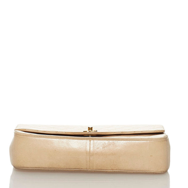 シャネル マトラッセ ココマーク チェーン ショルダーバッグ ベージュ ゴールド レザー レディース CHANEL 【中古】