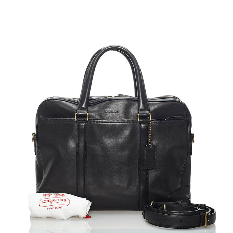 コーチ ビジネスバッグ ショルダーバッグ 2WAY 70777 ブラック レザー メンズ COACH 【中古】