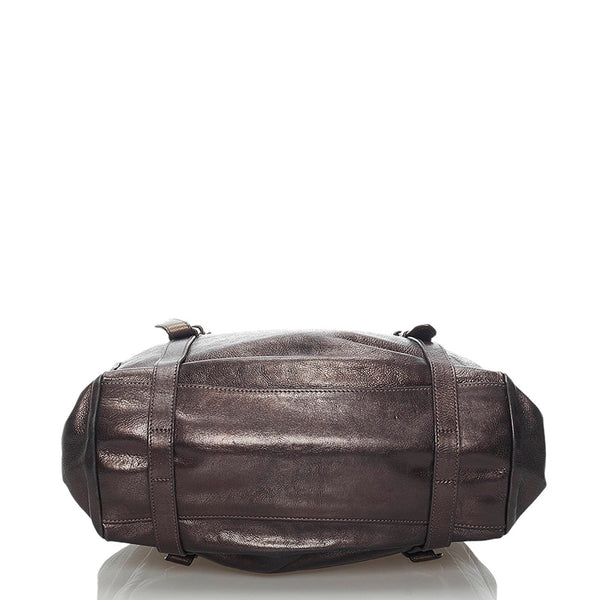 プラダ ショルダーバッグ トートバッグ メタリックブラウン レザー レディース PRADA 【中古】