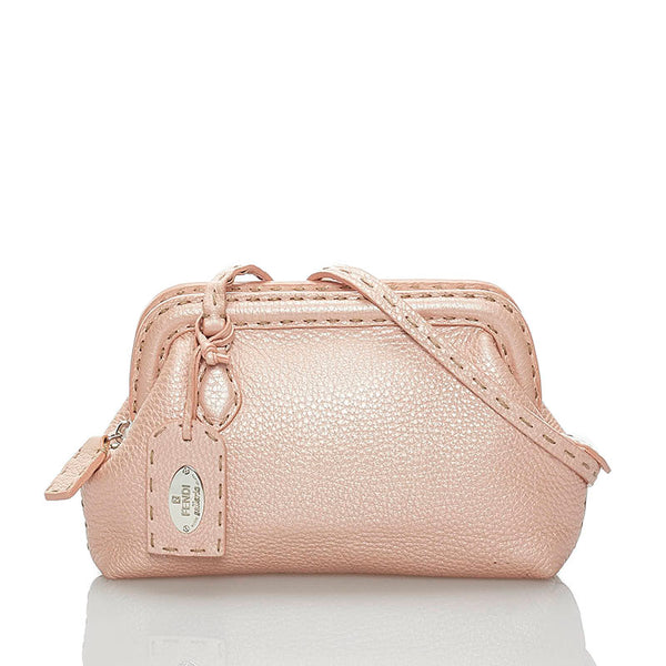 フェンディ セレリア 斜め掛け ショルダーバッグ 8BT085 ピンク レザー レディース FENDI 【中古】