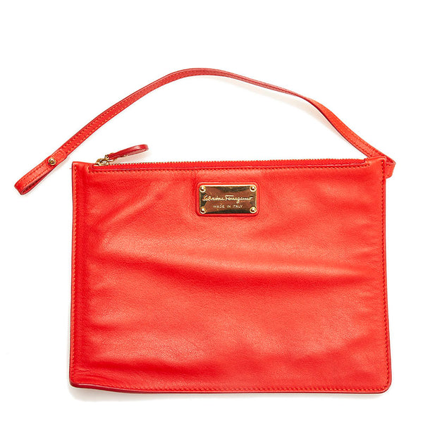 サルヴァトーレフェラガモ ガンチーニ ハンドバッグ トートバッグ GG-21D813 レッド レザー レディース Salvatore Ferragamo 【中古】