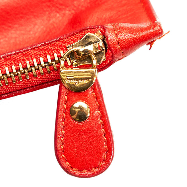 サルヴァトーレフェラガモ ガンチーニ ハンドバッグ トートバッグ GG-21D813 レッド レザー レディース Salvatore Ferragamo 【中古】