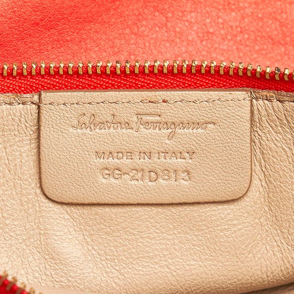 サルヴァトーレフェラガモ ガンチーニ ハンドバッグ トートバッグ GG-21D813 レッド レザー レディース Salvatore Ferragamo 【中古】