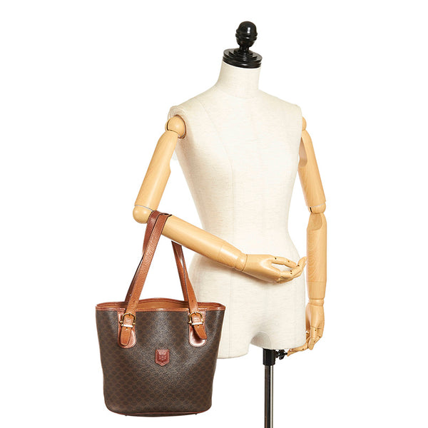セリーヌ マカダム ハンドバッグ ブラウン PVC レザー レディース CELINE 【中古】