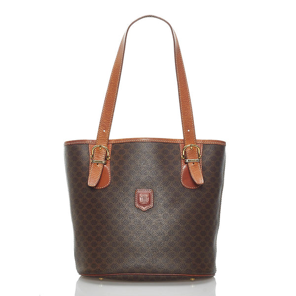 セリーヌ マカダム ハンドバッグ ブラウン PVC レザー レディース CELINE 【中古】