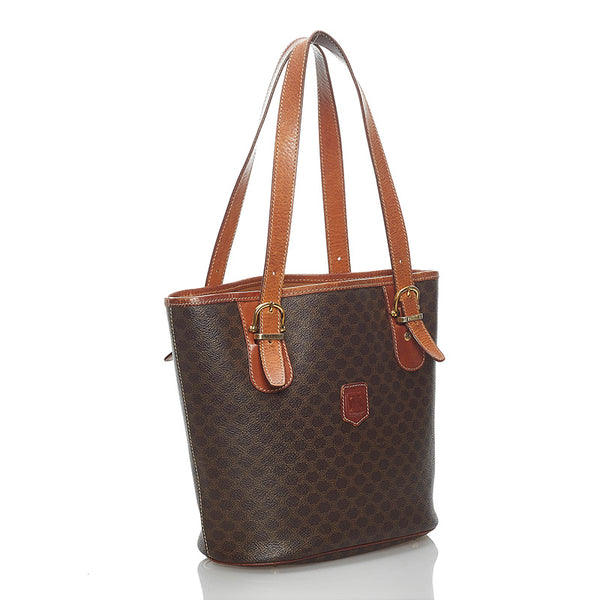 セリーヌ マカダム ハンドバッグ ブラウン PVC レザー レディース CELINE 【中古】
