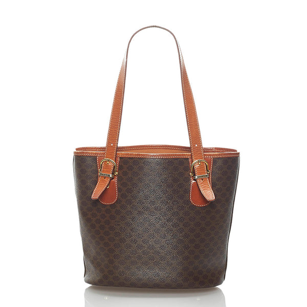 セリーヌ マカダム ハンドバッグ ブラウン PVC レザー レディース CELINE 【中古】