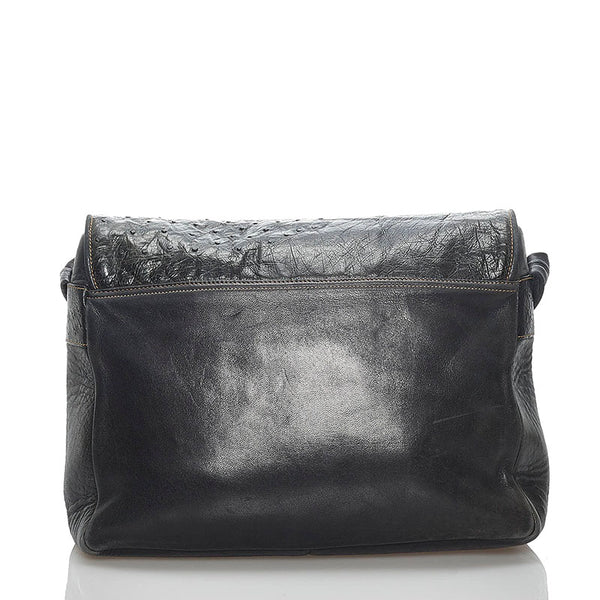 グッチ オールドグッチ オーストリッチ 斜め掛け ショルダーバッグ 001 0438 400 ブラック レザー レディース GUCCI 【中古】