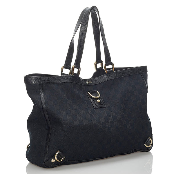 グッチ GGキャンバス アビー トートバッグ 141472 ブラック キャンバス レザー レディース GUCCI 【中古】