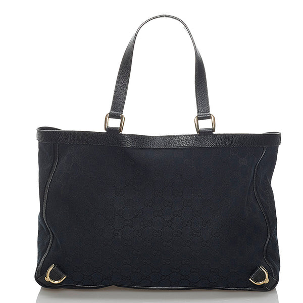 グッチ GGキャンバス アビー トートバッグ 141472 ブラック キャンバス レザー レディース GUCCI 【中古】