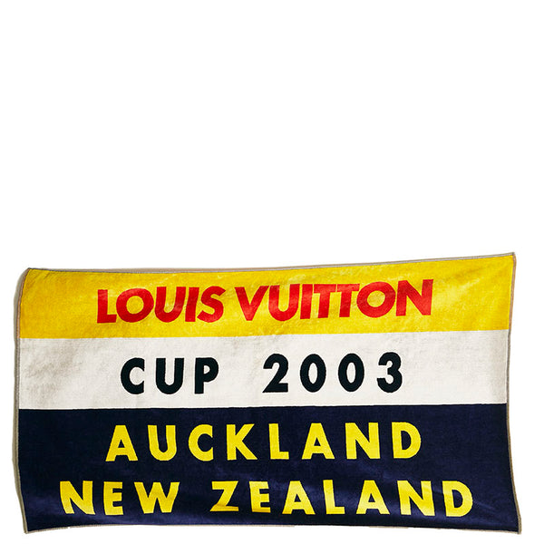 ルイ ヴィトン CUP2003 AUCKLAMD NEW ZEALAMD ビーチマット タオル イエロー ホワイト ネイビー コットン レディース LOUIS VUITTON 【中古】