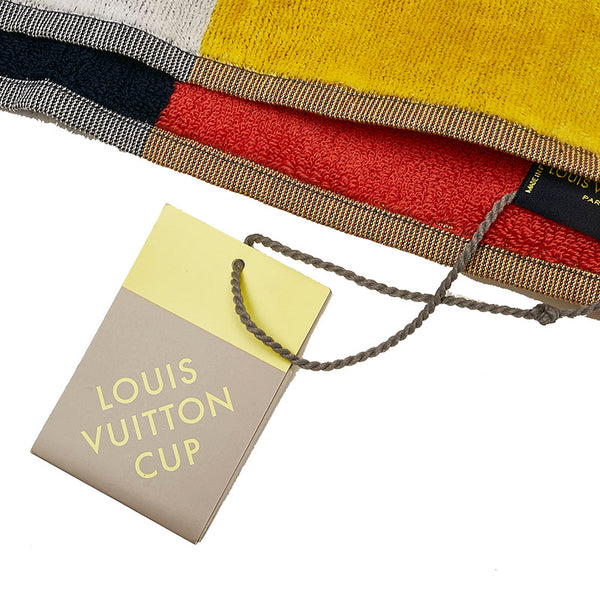 ルイ ヴィトン CUP2003 AUCKLAMD NEW ZEALAMD ビーチマット タオル イエロー ホワイト ネイビー コットン レディース LOUIS VUITTON 【中古】
