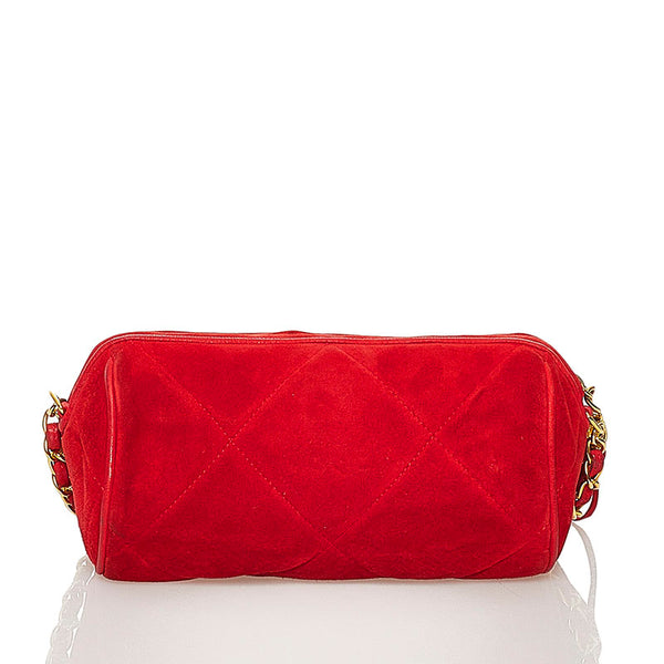 シャネル ココマーク  フリンジ タッセル チェーン ミニ ショルダーバッグ レッド スウェード レディース CHANEL 【中古】