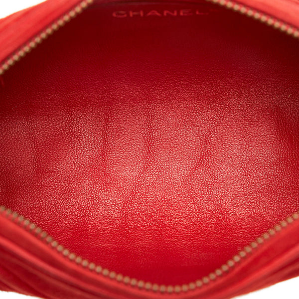 シャネル ココマーク  フリンジ タッセル チェーン ミニ ショルダーバッグ レッド スウェード レディース CHANEL 【中古】