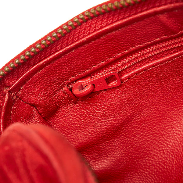 シャネル ココマーク  フリンジ タッセル チェーン ミニ ショルダーバッグ レッド スウェード レディース CHANEL 【中古】