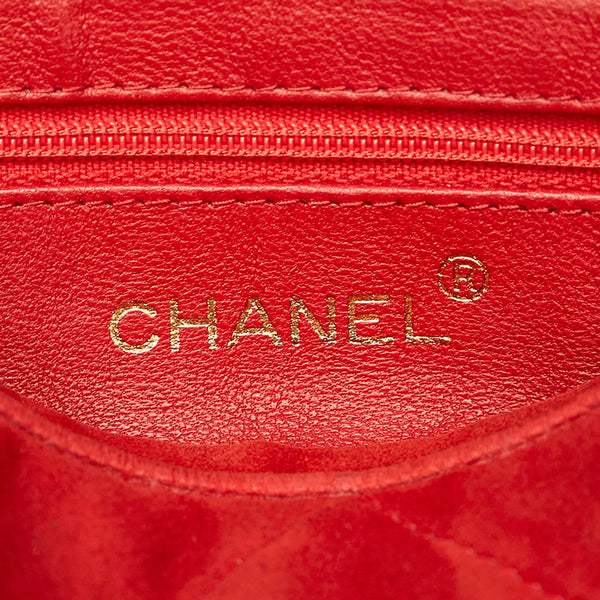 シャネル ココマーク  フリンジ タッセル チェーン ミニ ショルダーバッグ レッド スウェード レディース CHANEL 【中古】