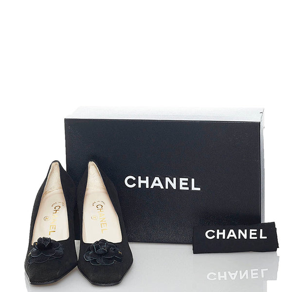 シャネル ココマーク パンプス ブラック スウェード ハラコ レディース CHANEL 【中古】