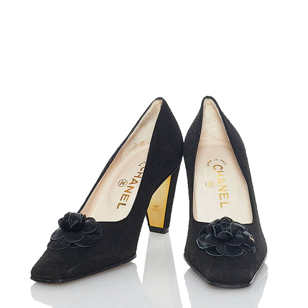 シャネル ココマーク パンプス ブラック スウェード ハラコ レディース CHANEL 【中古】