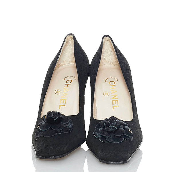シャネル ココマーク パンプス ブラック スウェード ハラコ レディース CHANEL 【中古】