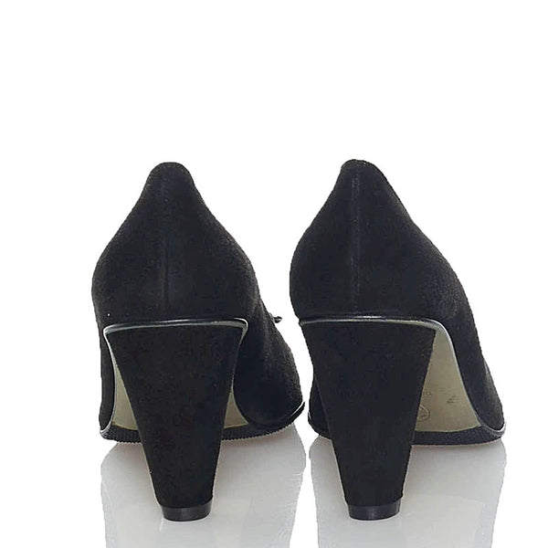 シャネル ココマーク パンプス ブラック スウェード ハラコ レディース CHANEL 【中古】