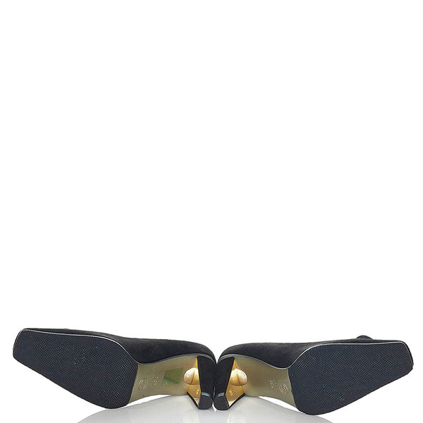 シャネル ココマーク パンプス ブラック スウェード ハラコ レディース CHANEL 【中古】