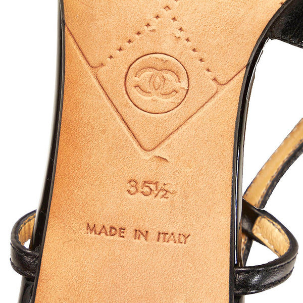 シャネル パンプス ブラック レザー エナメル レディース CHANEL 【中古】