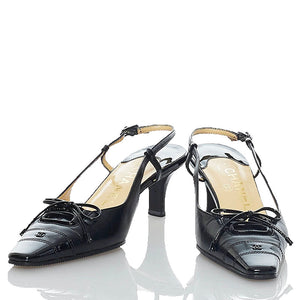 シャネル パンプス ブラック レザー エナメル レディース CHANEL 【中古】