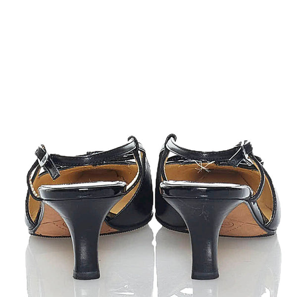 シャネル パンプス ブラック レザー エナメル レディース CHANEL 【中古】