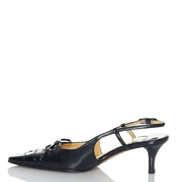 シャネル パンプス ブラック レザー エナメル レディース CHANEL 【中古】