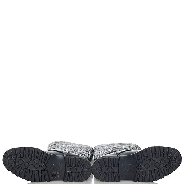 シャネル キルティング ココマーク エンジニアブーツ　 ブラック レザー レディース CHANEL 【中古】