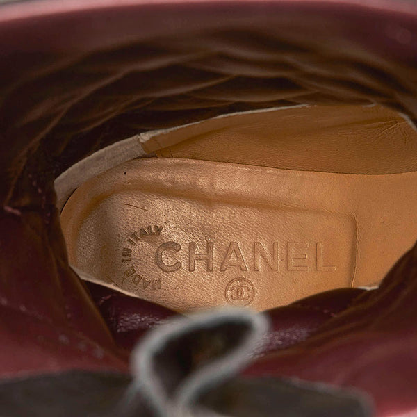 シャネル キルティング ココマーク エンジニアブーツ　 ブラック レザー レディース CHANEL 【中古】