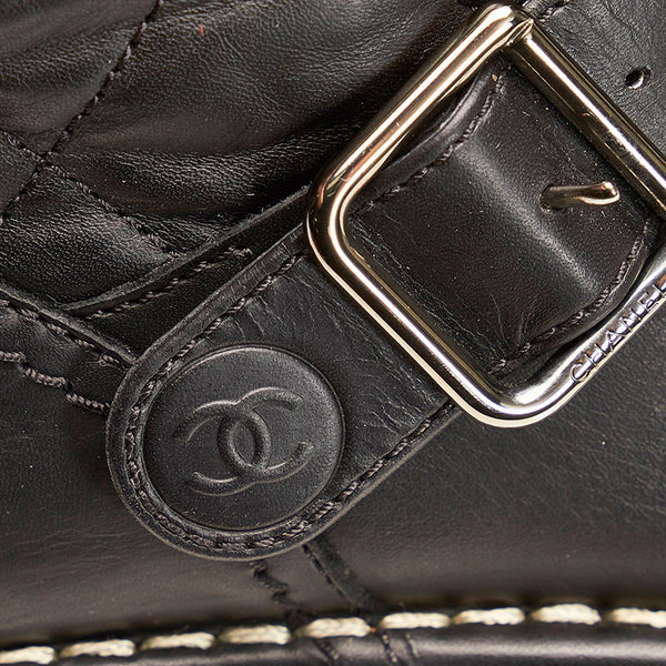 シャネル キルティング ココマーク エンジニアブーツ　 ブラック レザー レディース CHANEL 【中古】