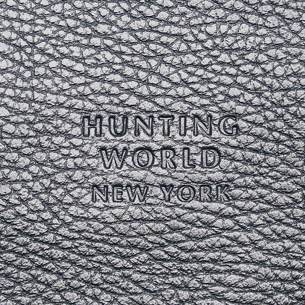 ハンティングワールド ロゴ サークルハンドル ハンドバッグ ネイビー レザー キャンバス レディース HUNTING WORLD 【中古】