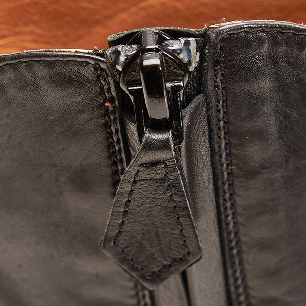 エルメス パンチング ショート ブーツ ブラック レザー レディース HERMES 【中古】