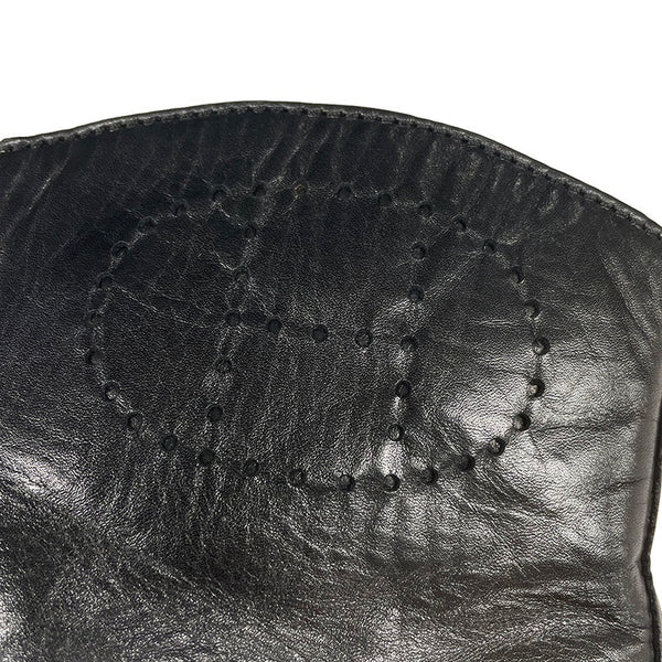 エルメス パンチング ショート ブーツ ブラック レザー レディース HERMES 【中古】