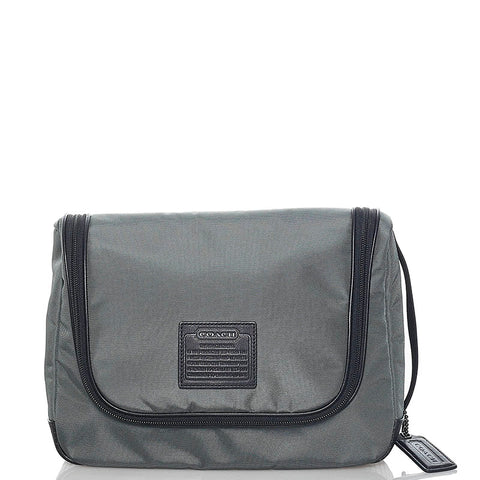 コーチ トラベルポーチ セカンドバッグ グレー ナイロン レディース COACH 【中古】